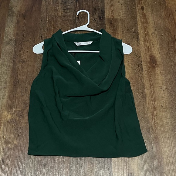 NWT Zara Flowy Neckline Blouse - Picture 2 of 4